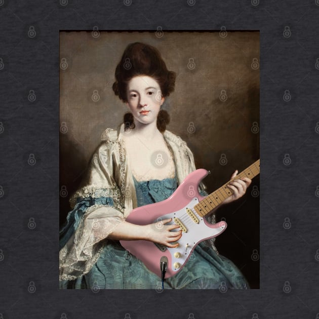 Girl with Guitar - Moody Maximalism Oil Painting by thejamestaylor